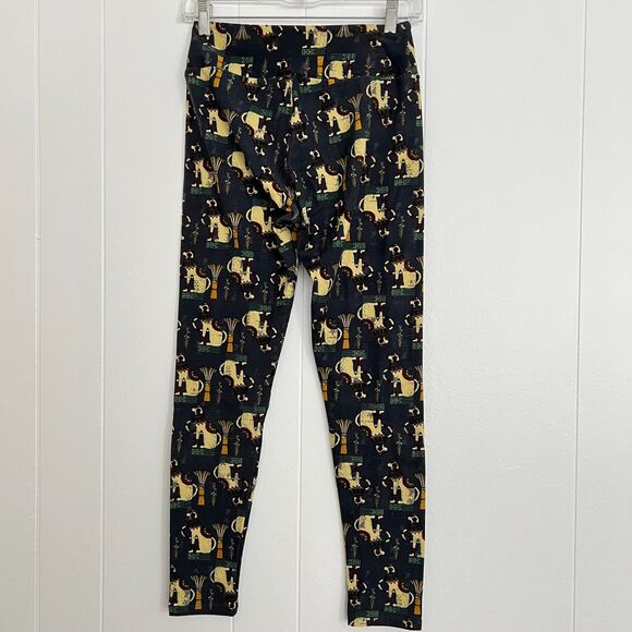 Lularoe Egyptian Cat Navy Blue & Yellow High Rise Leggings Pants OS/One Size - Picture 4 of 4